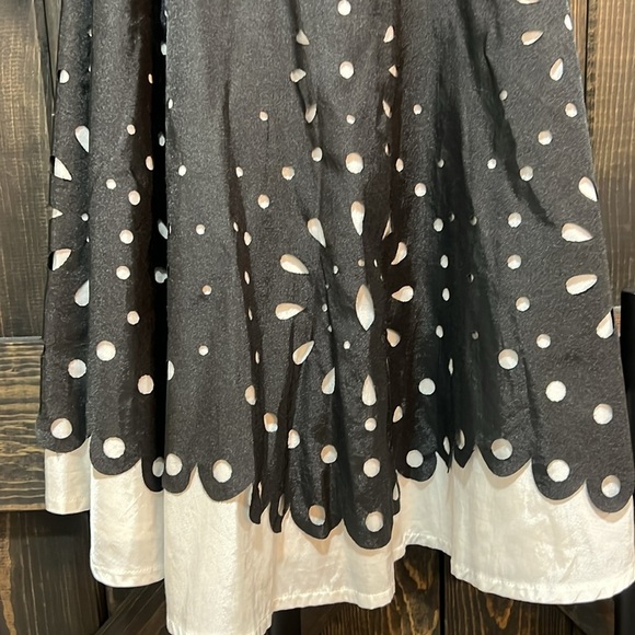 Anthropologie RYU Mini Dress M Black White Cutout Overlay Floral Boho Strapless - Picture 3 of 12